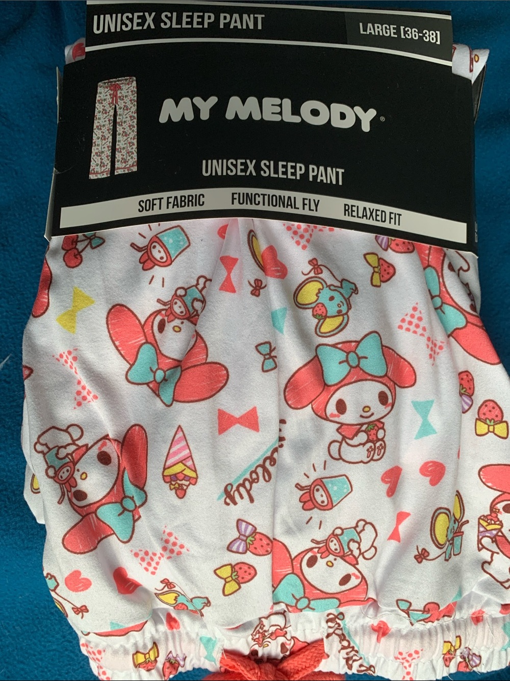 My Melody Unisex Sleep Pants - White with Coral & Mint Characters